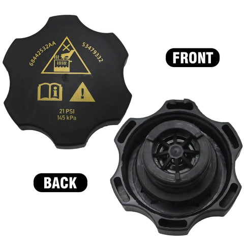 Radiator Coolant Recovery Cap Replacement For Chrysler Dodge Jeep Ram EcoDiesel Fits 2014 To 2021 Cherokee Ram 1500 top and bottom view