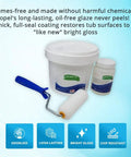 2K Bathtub Refinishing Kit Pour On White Gloss Finish For DIY Tub Odorless with roller and containers.