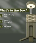 Rechargeable 12000mAh Collapsible Camping Lantern With Beastly Battery Life shown with box contents list