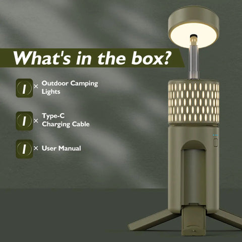Rechargeable 12000mAh Collapsible Camping Lantern With Beastly Battery Life shown with box contents list