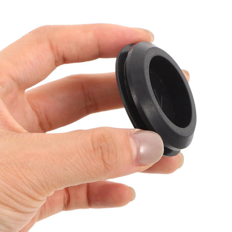 10 Pack Black Silicone Grommet Plugs With Tool Free Install Round Seal Stopper held by hand