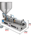 Built Like A Tank Horizontal Pneumatic Liquid Paste Filling Machine, Dead Easy Single Head Stainless Steel Filler with Hopper.