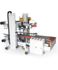 Workhorse High Speed Automatic Case Sealer With Box Sealer Tape Dispenser Heavy Duty Carton Sealing Machine For Warehouse And Shipping Fully Automatic Packaging System Customizable Sealing Solution, white steel conveyor model