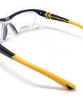 Rugged Workhorse Safety Glasses With Removable Dust Dam And Snug Adjustable Fit Black Yellow Rx Ready Industrial Grade Eye Protection side view