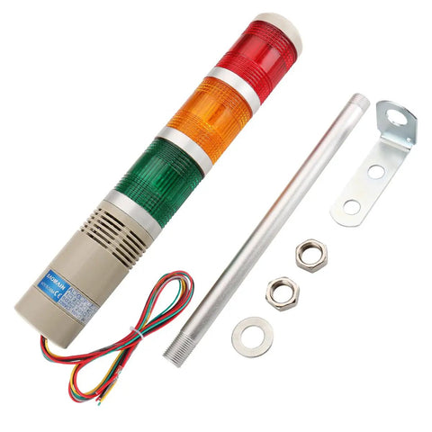 Heavy Duty Compact Round LED Tower Signal Light With Red Green Yellow Flash Warning Indicators For Industrial Machines Built Tough As Nails To Run Smooth