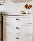 White cabinet with 10 Pack Antique Brass Cabinet Knobs And Vintage Drawer Pulls For Kitchen Cabinets Dressers And Cupboards, Zinc Alloy Hardware