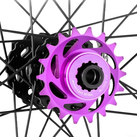 CNC Aluminum Freewheel Cog Set 16T Or 18T For MTB And Fixed Gear Hubs Red Finish Includes Spacer Rings And Lockring All In One Ready To Install High Speed Gear Smooth Shifting mounted on wheel