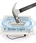 Top Tier Outdoor Solar Flood Light For Yard And Patio Security IP67 Waterproof with hammer impact demonstration.