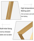 Close-up of heavy duty steel table legs for coffee tables and home desks with gold high-temperature coating.