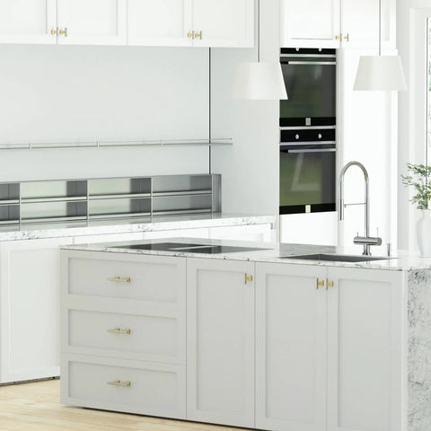 Top Tier Two Tone Cabinet Knobs Six Pack Brushed Nickel And Gold Square Handles Solid Steel Kitchen Cupboard Hardware Included Mounting Screws Straight Fire Quality To Give Your Home A Clean Vibe