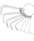 Top Tier Metric Hex Key Wrench Set With Eight Tough Steel Sizes From 1.5Mm To 6Mm Perfect For Heavy Duty Garage Repairs And Auto Mechanics Who Need Reliable Tools That Grip Tight Without Slipping On Any Bolt Or Nut. eight-piece metric hex key set on ring, steel, 1.5 to 6 mm