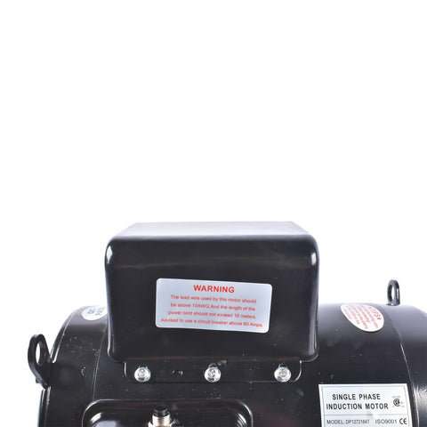 Rock Solid Heavy Duty 7.5 Hp Air Compressor Motor Single Phase Electric Motor underside with warning label