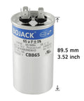 65 Uf MFD 240V AC Round Capacitor For Motor And Fan Start 50 To 60 Hz CBB65 10000 AFC Replacement, 89.5mm height, aluminum body