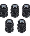 5 Pack PG16A-04-10 Waterproof Cable Glands For 4-10mm Wire Flat Hole Type Screw In Nylon Gland Kit Industrial Use