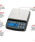 Six Measurement Units High Precision Lab Scale Pro Grade 600g Capacity With 0.01g Resolution Tare Hold Auto Shut Off LCD Display Stainless Steel Top For Jewelry Gems And Lab Use Measures Grams Ounces Carats Grains Pennyweights Troy Ounces