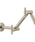 Brushed Nickel Pivoting Shower Arm With 16 Inch Reach Adjustable Locking Pivot Points For Easy No Fuss Installation And Flexible Showerhead Angles