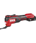 Built Tough No Sweat 20V Brushless Nine Piece Cordless Power Tool Combo Kit has multi-tool with light and battery.