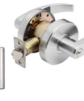 Spartan Design Grade 2 Commercial Duty Door Lever ADA Satin Chrome Finish Keyed Entry Two And Three Quarters Inch Backset UL Rated SC1 Keyway