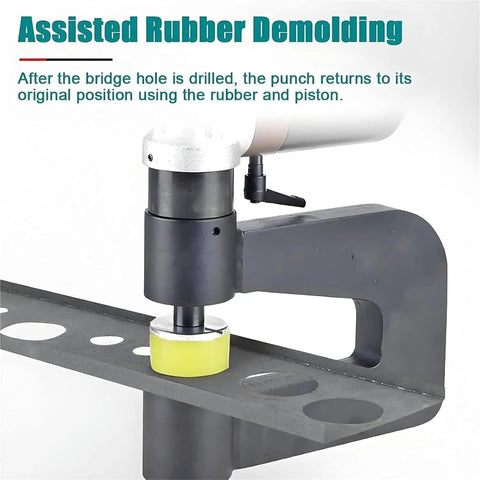 Cordless Hydraulic Hole Puncher With Dual Batteries Heavy Duty Metal Punch Tool showing assisted rubber demolding feature