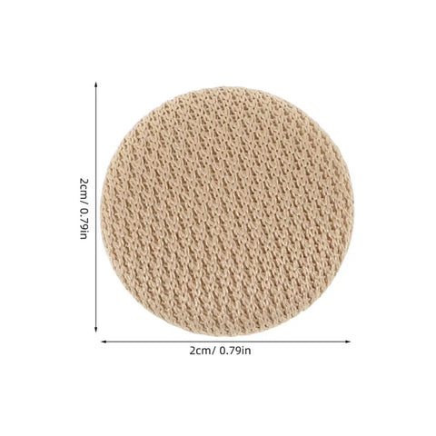 Circular beige flannel piece from 30 Piece Car Headliner Repair Kit With Roof Rivets And Installation Tool For Beige Flannel Car Roof Liner Fix Pins Interior Ceiling Fabric Retainer Clips DIY Friendly Quick Fix, measuring 2cm.