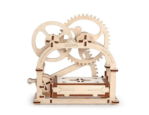 3D Self Propelled Mechanical Etui Box Kit Built From Plywood DIY Wooden Puzzle With Gear Drive Desktop Organizer Box You Assemble STEM Toy For Adults And Kids EN Manual Included Rich Brown Finish, plywood, 18191189 mm