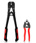 Pro Grade Wire Rope Crimper Tool Kit with Steel Cable Cutter, Swaging Tool for Copper and Aluminum Oval Sleeves, Double Sleeves.