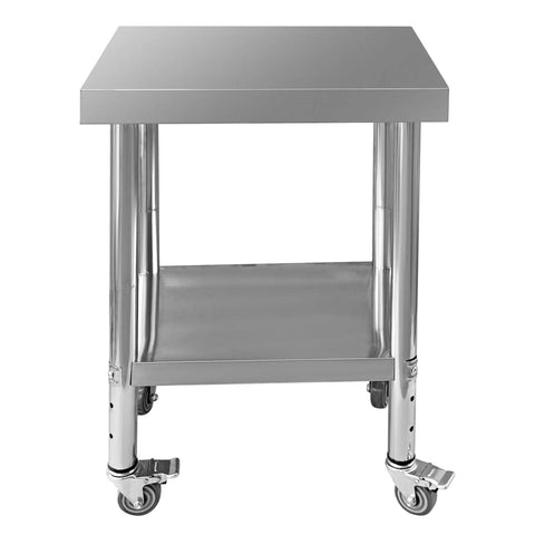 Stainless Steel Mobile Work Table With Four Wheels, 24 By 18 By 34 Inches, Adjustable Two Tier Heavy Duty Prep Station