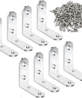 8 Pack L Bracket Corner Braces 2 Inch Stainless Steel Heavy Duty Shelf Bracket For Wood Shelves Wall Hanging Support 90 Degree Right Angle Brackets With Screws