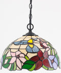 Tiffany Pendant Light Plug In Hummingbird Amber Stained Glass, floral design, 12 Inch, 32 Inch chain, modern decor, S101 Series