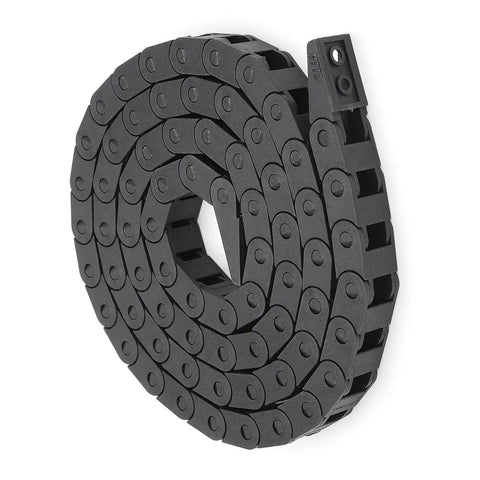 7x7mm Internal Size Black Plastic Drag Chain Cable Carrier 1M Length For CNC Machines, Rugged Nylon Build With R15 Bend Radius
