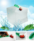 20L Portable Water Storage Container For Outdoor Activities, Reusable Water Jug with dual handles and spout detail in nature setting.