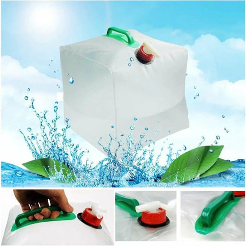 20L Portable Water Storage Container For Outdoor Activities, Reusable Water Jug with dual handles and spout detail in nature setting.