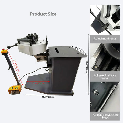 Heavy Duty Electric Ring Roll Bender, Top Shelf Metal Rolling Machine with adjustable head and cranking visible from the side.
