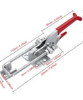 Heavy Duty Toggle Clamp Latch 2000 Lbs Capacity Self Locking U Bolt Adjustable For Tire Carriers Industrial Equipment Boxcars Smokers Lids And More 7.87 Inch Red Metallic 2 Pack with dimensions