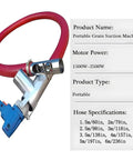 Beefed Up 1.5m Auger Screw Conveyor With 1500W Portable Suction Machine stainless steel feed port and red hose