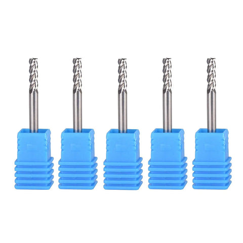 One Eighth Inch Aluminum End Mills Three Flute Flat Top Cnc Spiral Router Bits Upcut For Aluminum And Non Ferrous Metals Beefy For Heavy Duty Milling And Pro Grade Performance One Point Five Inch Total Length Pack Of Five