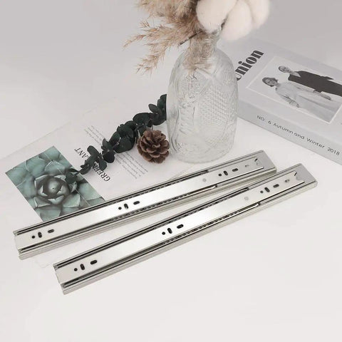16 Inch Heavy Duty Soft Close Drawer Slides With Full Extension Ball Bearing Runners, Side Mount, Zinc Plated Steel, 100 Lb Capacity