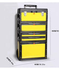 Four Layer Rolling Toolbox Organizer With Detachable Toolbox Multi Level Workstation Pull Handle Yellow Built Tough