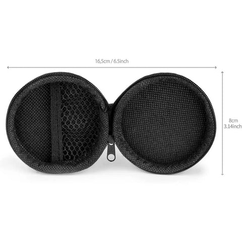 Open view of Hard Protective Earphone Case For Earbuds And Headphones Ultra Compact Carrying Pouch with internal mesh pocket