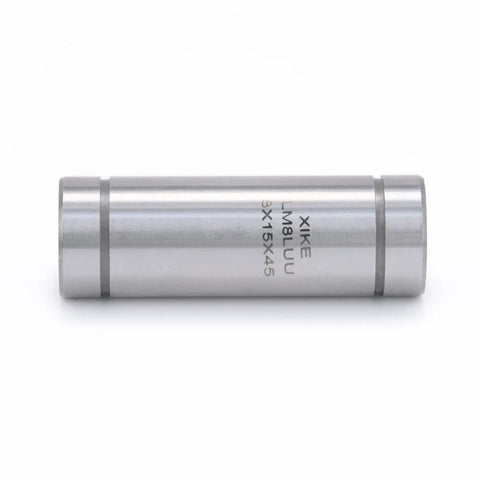 Two Pc Sealed Lengthened Linear Ball Bearing Slides Fit M4 Rod Shafts 8X15X45Mm LM8LUU SCS4LUU chrome steel linear slide profile image.