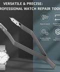 Dual Fork Spring Bar Tool For Watches With Pin Removal Tweezers, Fast Strap Swaps And Link Removal, Black Finish Band Adjuster Kit