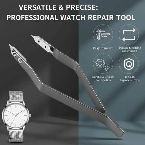 Dual Fork Spring Bar Tool For Watches With Pin Removal Tweezers, Fast Strap Swaps And Link Removal, Black Finish Band Adjuster Kit