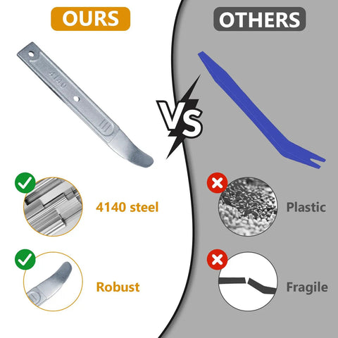 4140 Pry Tool For Auto Interiors And Panels vs plastic tool, showing durability and material differences.