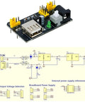 Hella Reliable Dual Voltage Power Supply Module Adapts To 400 And 830 Point Solderless Breadboards with USB and DC inputs.