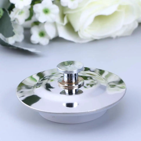 Bathtub Plug Flat Cover Stainless Steel for 40-45mm Holes with shiny surface and central knob, perfect for water stopper.