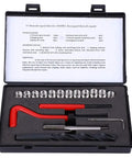 17 Piece Stainless Steel Thread Repair Kit with Drill Bit Twisted Drill Tap Wrench and M10x1 Threaded Inserts in case