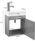 Compact 16 Inch Bathroom Vanity Sink Combo For Small Spaces Wall Mounted Cabinet Set With Chrome Faucet Pop Up Drain
