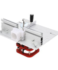 Top Shelf Router Table Lift System With 51mm Stroke delivering precise height adjustments, aluminum and red metal construction.