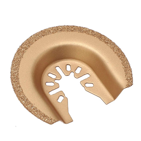 All In One Oscillating Saw Blades Set For Grout And Ceramic Tile Removal, semi-circle finger grit carbide blade close-up view.