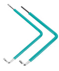 Top Tier Heavy Duty Window And Door Adjustment Tool Set With 59CrV4 Steel Hex Wrenches Plus T15 Star Key And 4mm Ball Head Bit, two teal L-bend tools